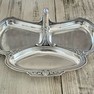 Vintage Silver Plate 3-Section Appetizer Platter